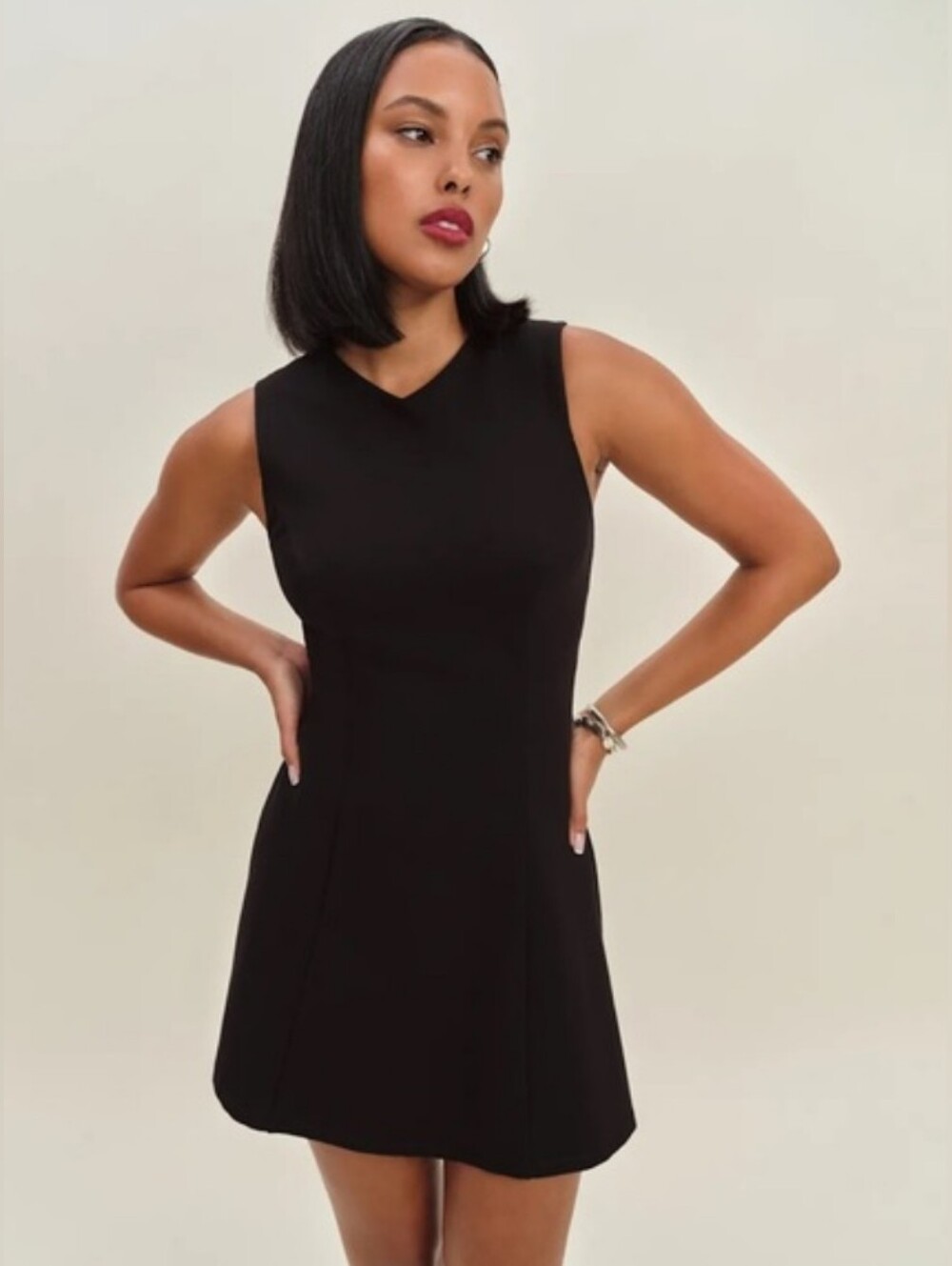 Reformation | Ava Fit and Flare Knit Dress | Black | XL